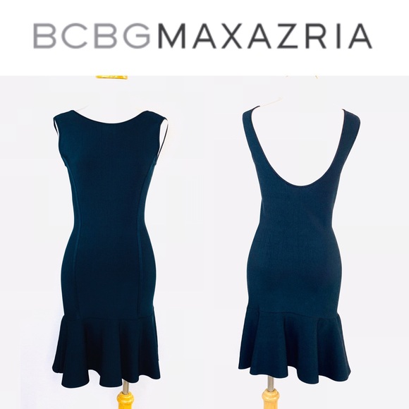 bcbg fluted bodycon dress